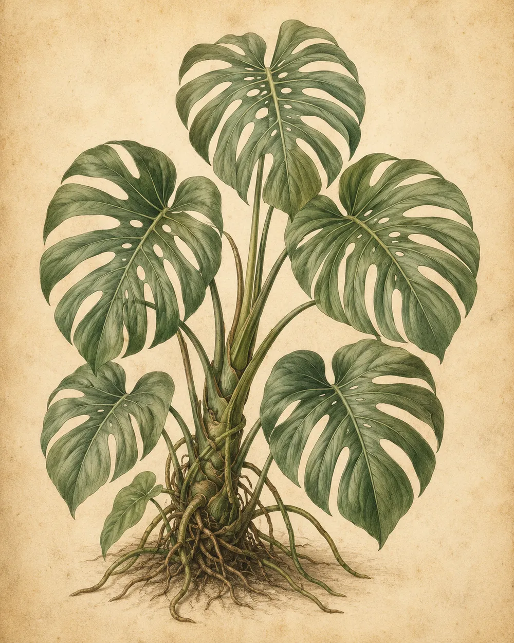 Monstera deliciosa — antique botanical plate